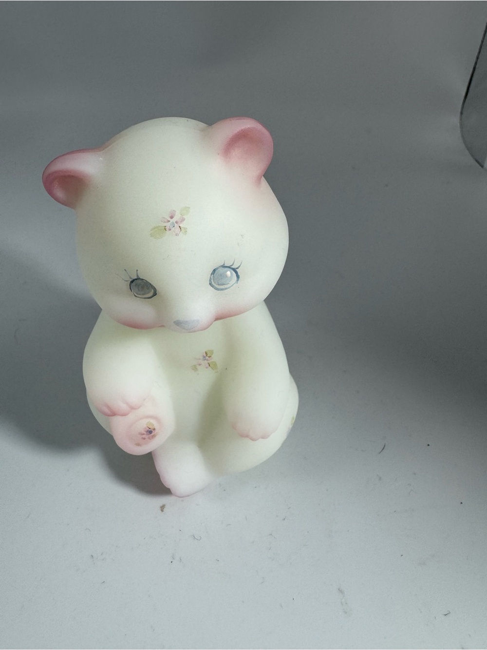 Fenton White & Pink Satin Romantic Country Berries & Blossom Bear